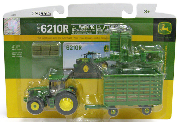 John Deere 6210R tractor with 338 small sq baler & bale wagon