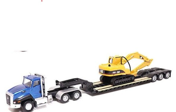 Caterpillar Semi Truck with Lowboy Trailer & Caterpillar Machine - V1