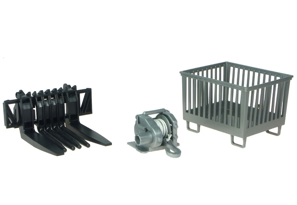 BRUDER ACCESSORIES SET FORKS WINCH BASKET for BR Tractors scale model by Collector Models