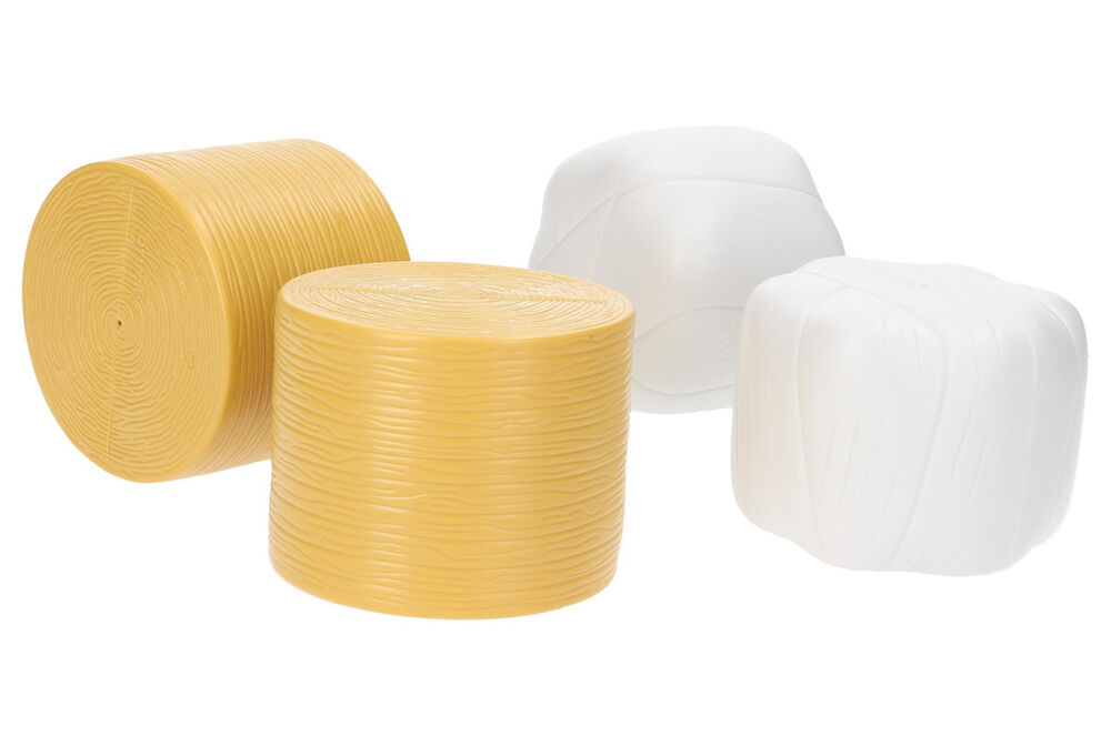 BRUDER HAY BALES round Pack of 2 plain + 2 silage wrapped scale model by Collector Models