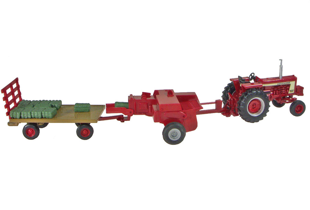 CASEIH HAY HARVEST SET IH 806 TRACTOR SQUARE BALER TRAILER scale model by Collector Models