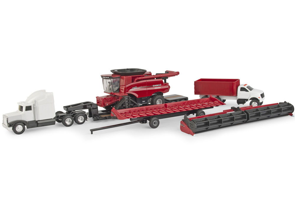 CASEIH HEADER SET   9250 HEADER with 40ft DRAPER FRONT COMB TRAILER TRUCKS scale model by Collector Models