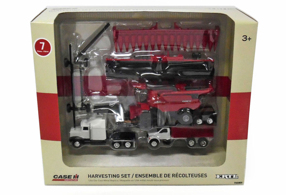 CASEIH HEADER SET   9250 HEADER with 40ft DRAPER FRONT COMB TRAILER TRUCKS scale model by Collector Models