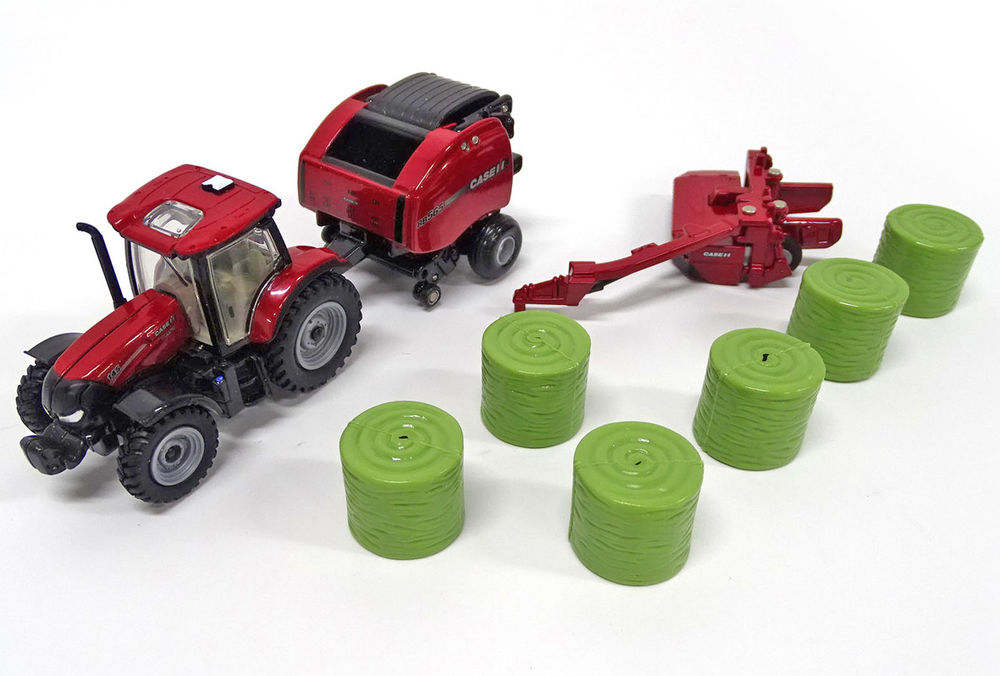 CASEIH MAXXUM 145 TRACTOR w RB 565 ROUND BALER + DC 102 MoCo scale model by Collector Models