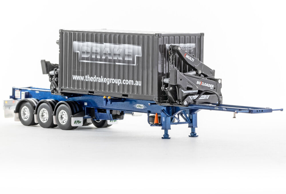 DRAKE O PHEE BOX CONTAINER SIDE LOADER met blue with CONTAINER scale model by Collector Models