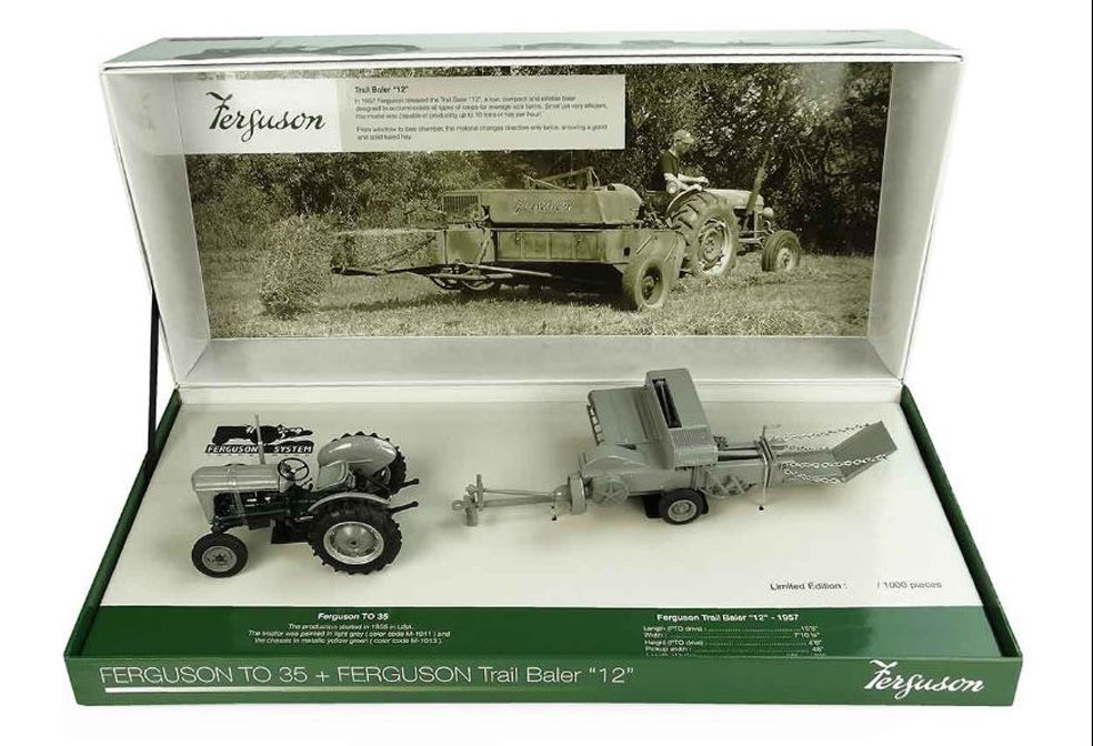 FERGUSON TO35 TRACTOR with No 12 SQUARE BALER   Limited availability scale model by Collector Models