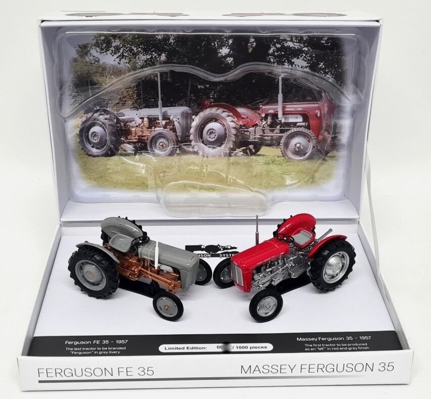 Ferguson FE35 Tractor and Massey Ferguson 35 Tractor Set scale model by Collector Models