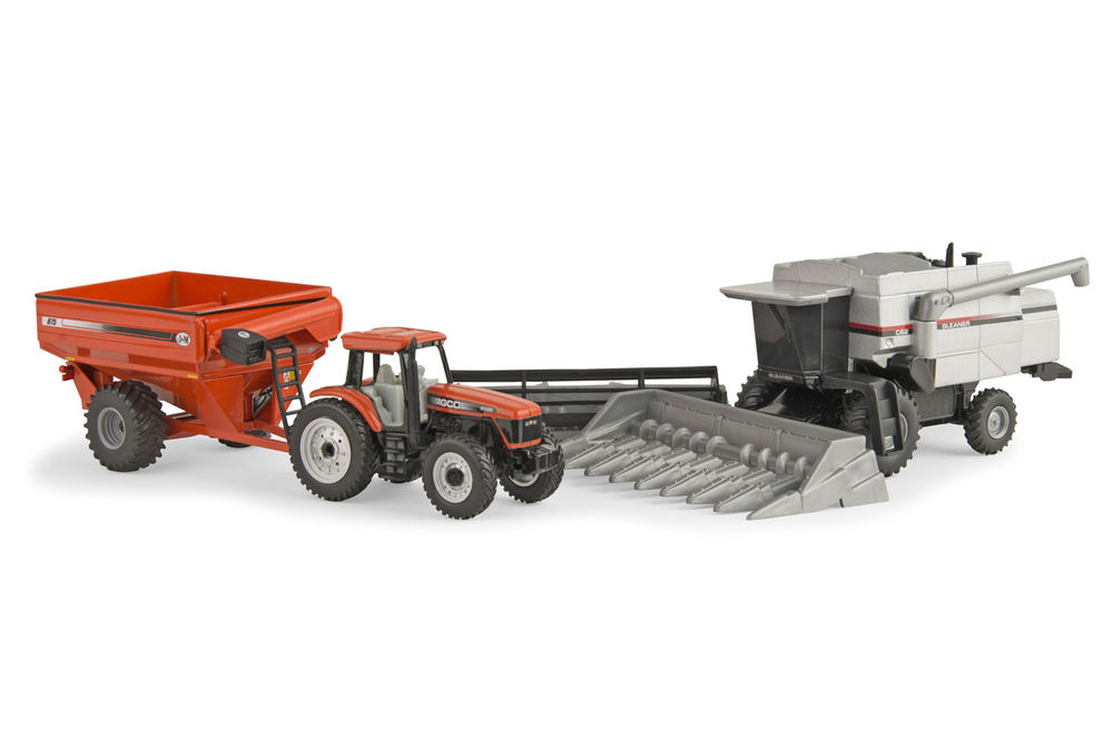 GLEANER C62 HEADER with AGCO DT200 TRACTOR and CHASER BIN scale model by Collector Models