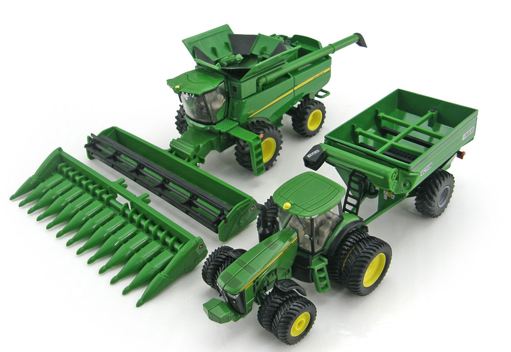 GRAIN HARVEST SET S680 HEADER 8360R with FR duals Chaser bin scale model by Collector Models