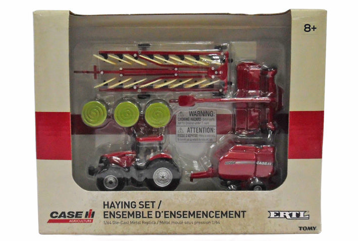 HAY HARVEST SET with PUMA 210 TRACTOR RB564 BALER 8312 MoCo RAKE scale model by Collector Models