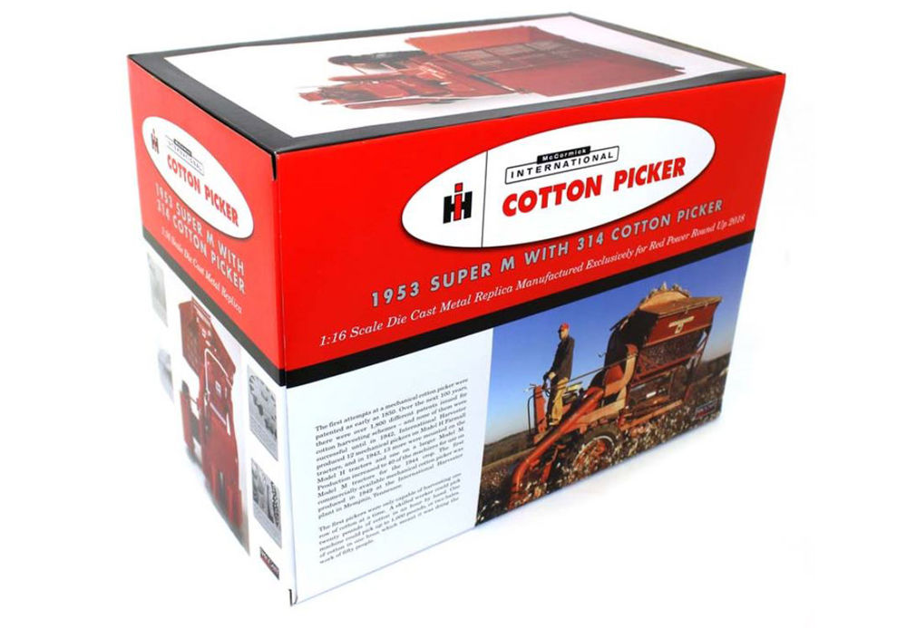 IH FARMALL SUPER M with IH No 314 MOUNTED COTTON PICKER resin scale model by Collector Models