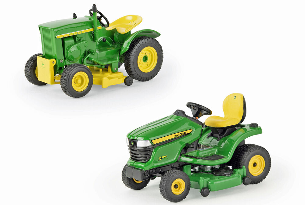 JOHN DEERE 110 + X394 RIDEON MOWER LAWN + GARDEN TRACTOR 60th anniversary set scale model by Collector Models