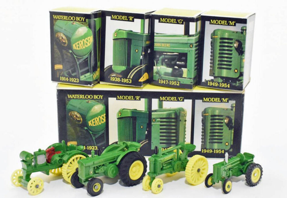 JOHN DEERE FOUR PIECE HISTORIC SET   WATERLOO BOY MODEL G MODEL M MODEL R scale model by Collector Models