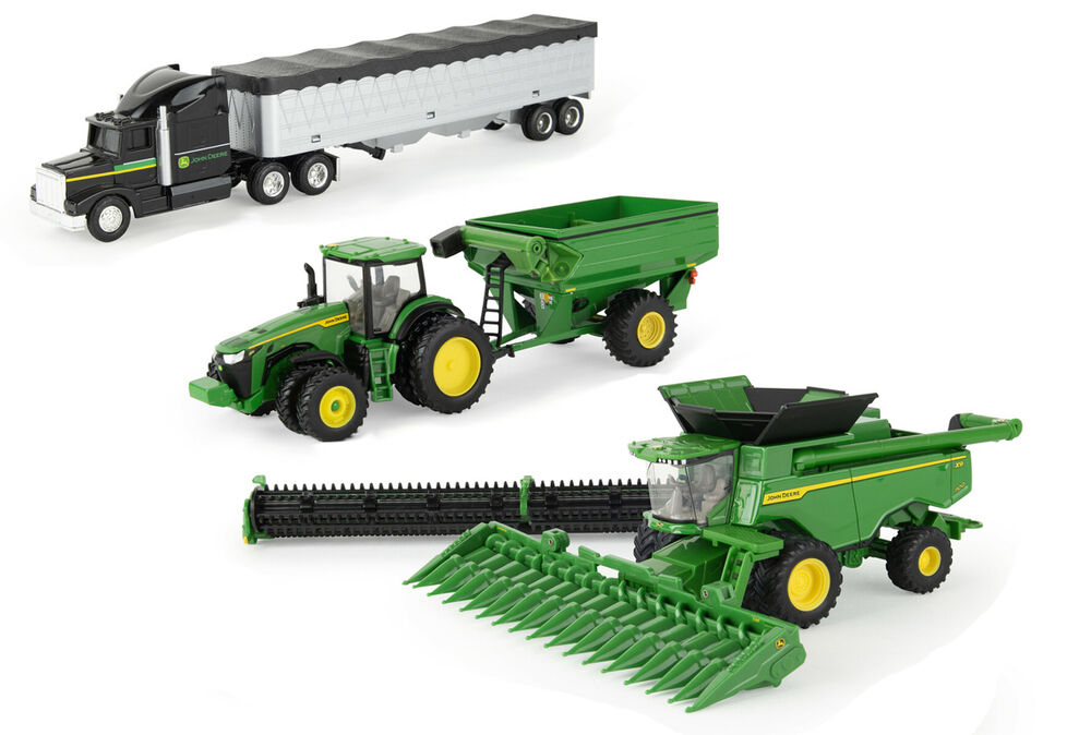 JOHN DEERE GRAIN HARVEST SET X9 1100 8R 370 Chaser Bin grain semi scale model by Collector Models