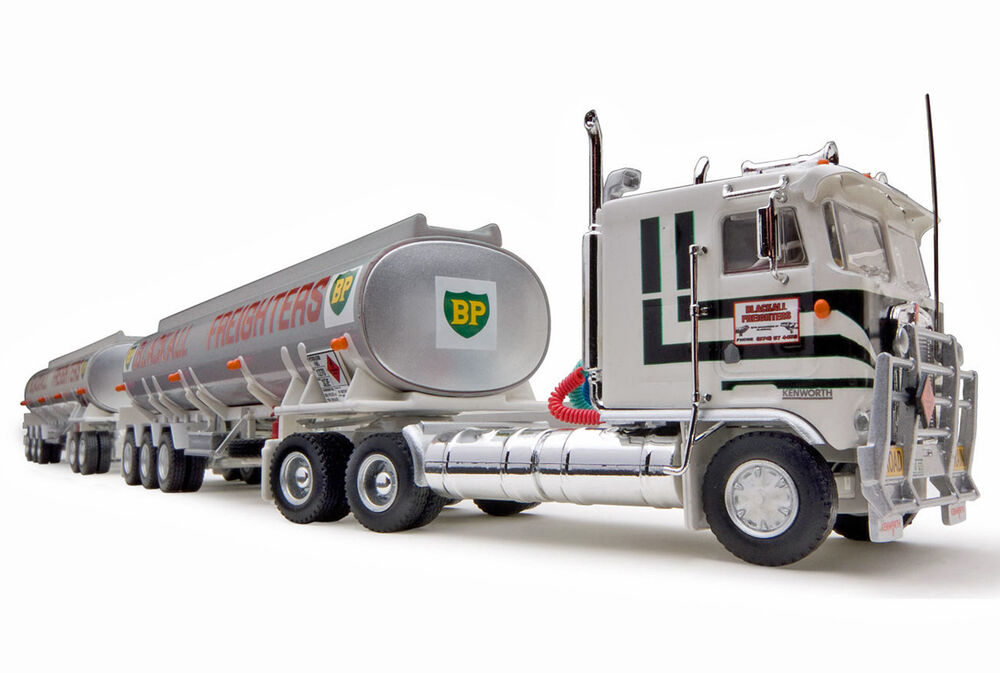 KENWORTH K100 ROAD TRAIN with 2 FUEL TANKER TRAILERS BP   Blackall Freighters scale model by Collector Models