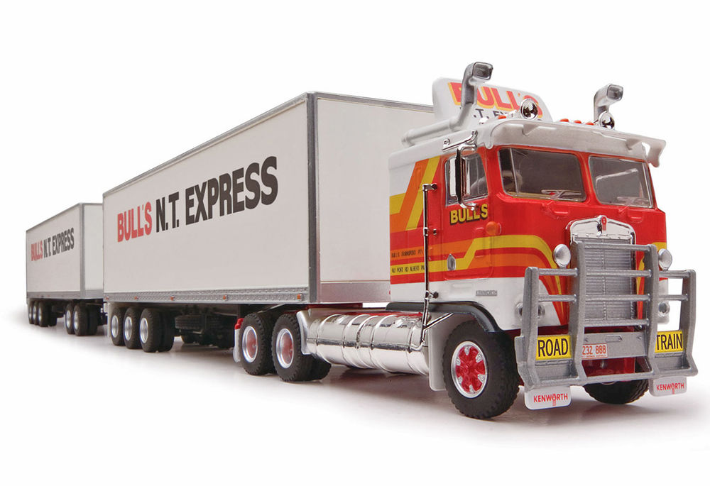 KENWORTH K100 ROAD TRAIN with 2 PANTECH TRAILERS  BULLS NT EXPRESS scale model by Collector Models