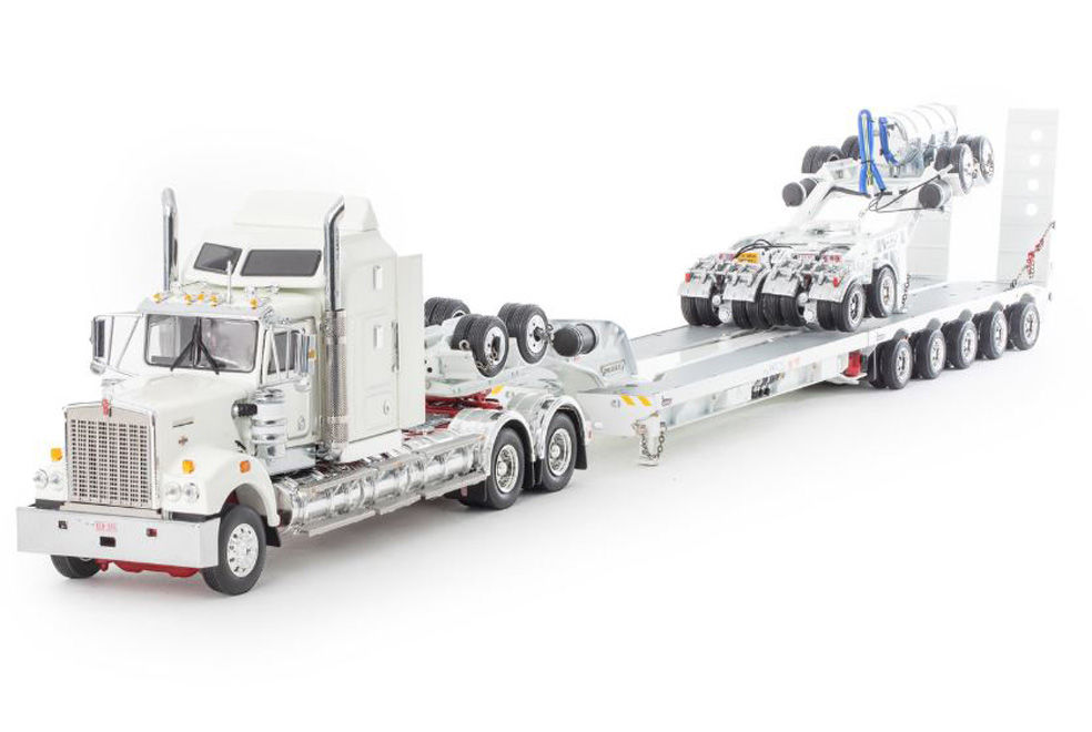 KENWORTH T900 with Drake 5x8 SWINGWING TRAILER + 2x8 DOLLY whitered scale model by Collector Models