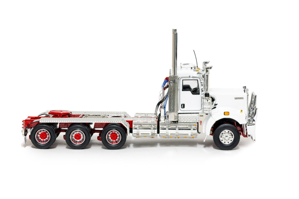 KENWORTH WHITE WITH RED CHASSIS  C509 DAY CAB TRI DRIVE PRIME MOVER  scale model by Collector Models