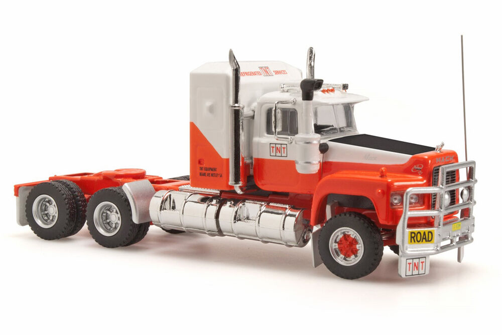 MACK VALUELINER V8 ROAD TRAIN with TWO REFER TRAILERS  TNT livery scale model by Collector Models