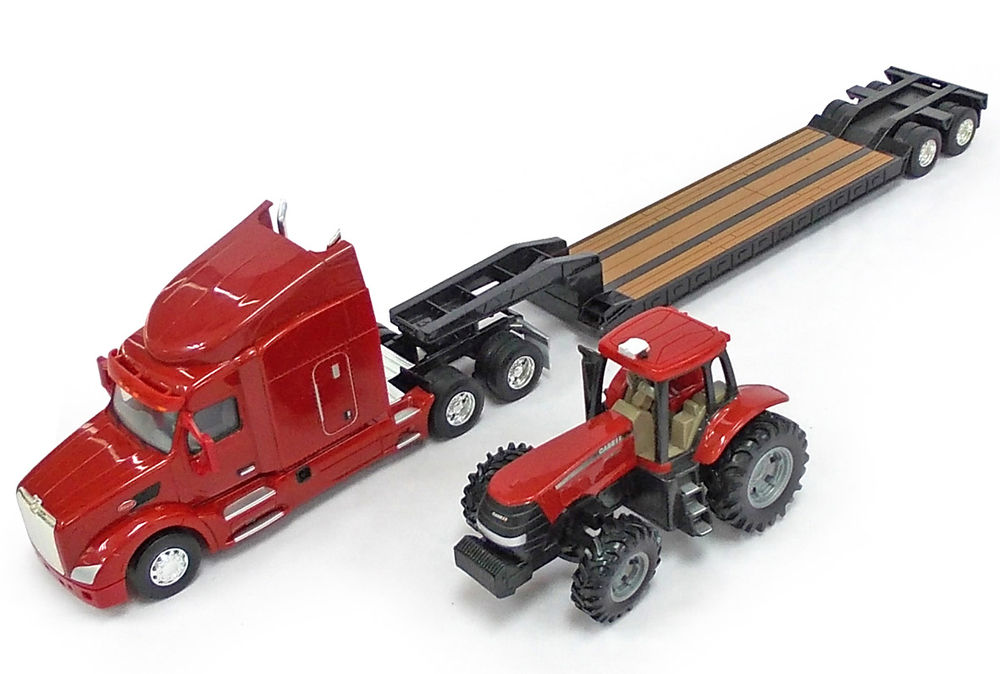 PETERBILT 579 LOW LOADER SEMI with CASE IH MAGNUM TRACTOR mainly plastic scale model by Collector Models