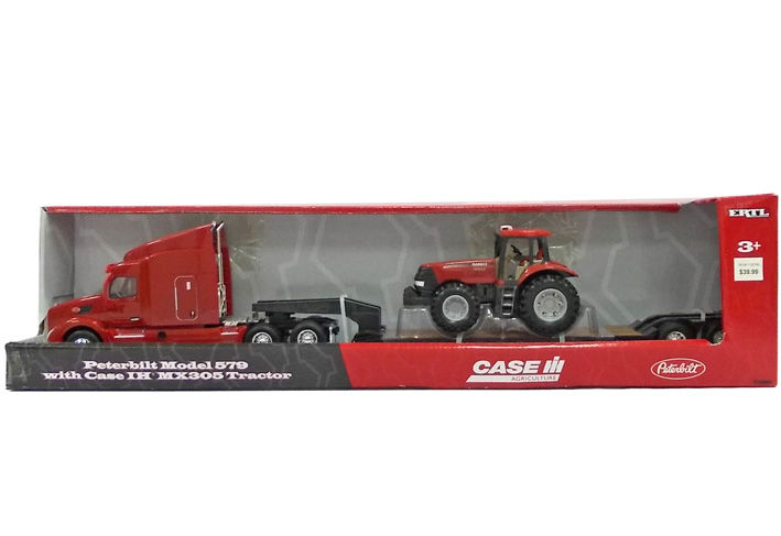 PETERBILT 579 LOW LOADER SEMI with CASE IH MAGNUM TRACTOR mainly plastic scale model by Collector Models