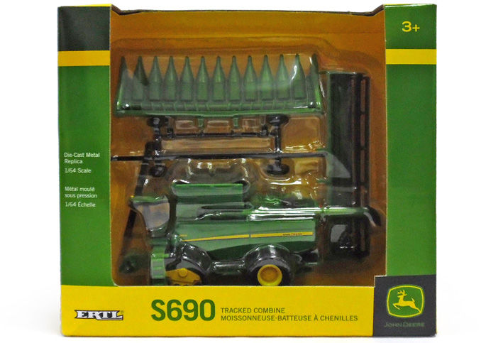 S690 HEADER on TRACKS with GRAIN and CORN HEADS and COMB TRAILER scale model by Collector Models