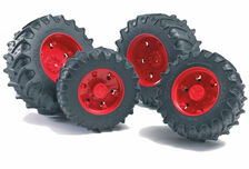 BRUDER CLIP-ON DUAL WHEELS red (set/4) suit Fendt and Claas