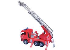 MAN FIRE ENGINE LADDER TRUCK w/ PUMP, LIGHTS, SOUND (shelfworn box)