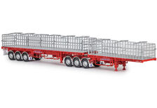 FREIGHTER MaxiTRANS B-DOUBLE FLAT TOP TRAILER SET (red)