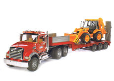 MACK GRANITE LOW LOADER TRUCK with JCB 4CX BACKHOE