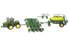 JOHN DEERE 9530 4WD TRACTOR with AIR SEEDER CART and BAR
