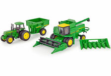 JOHN DEERE VINTAGE GRAIN HARVEST SET (7720 Header, 4555 Tractor, Chaser bin)