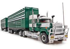 MACK SUPERLINER ROAD TRAIN CATTLE TRUCK with 2 TRAILERS  (green/white)