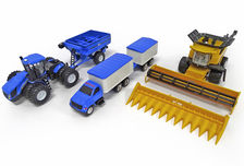 NEW HOLLAND GRAIN HARVEST SET: CR9.90 HEADER, T9.645 TRACTOR, CHASER BIN