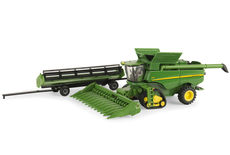 JOHN DEERE S690 HEADER on TRACKS with GRAIN & CORN HEADS & COMB TRAILER