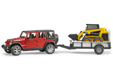 JEEP WRANGLER RUBICON with TRAILER & CAT SKID STEER LOADER
