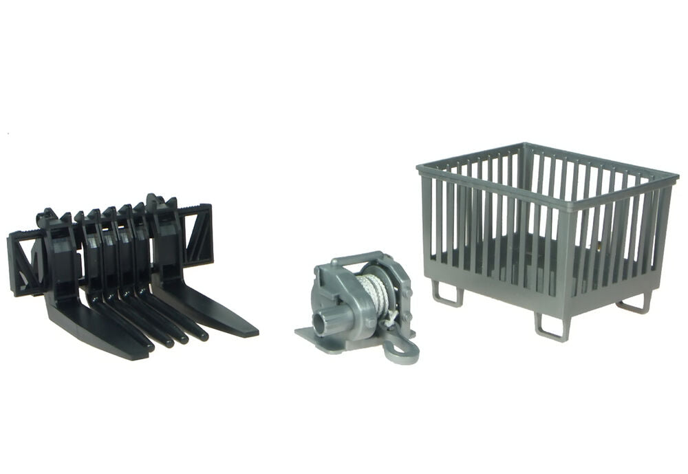 Bruder accessories set (forks, winch, basket) for br tractors