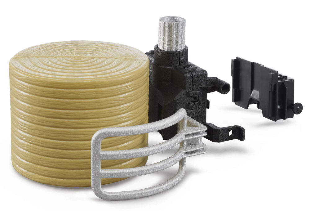 Bruder round bale grab (soft hands) with round bale (fits front end loaders)