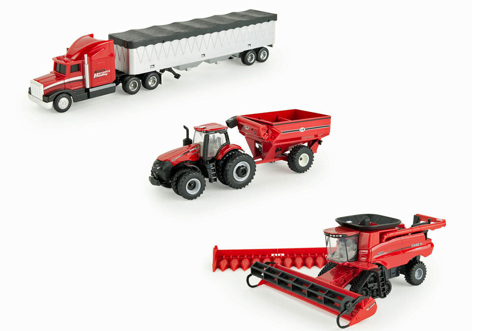 Case/ih grain harvest set: 8250 header, Magnum 340, chaser bin, grain semi