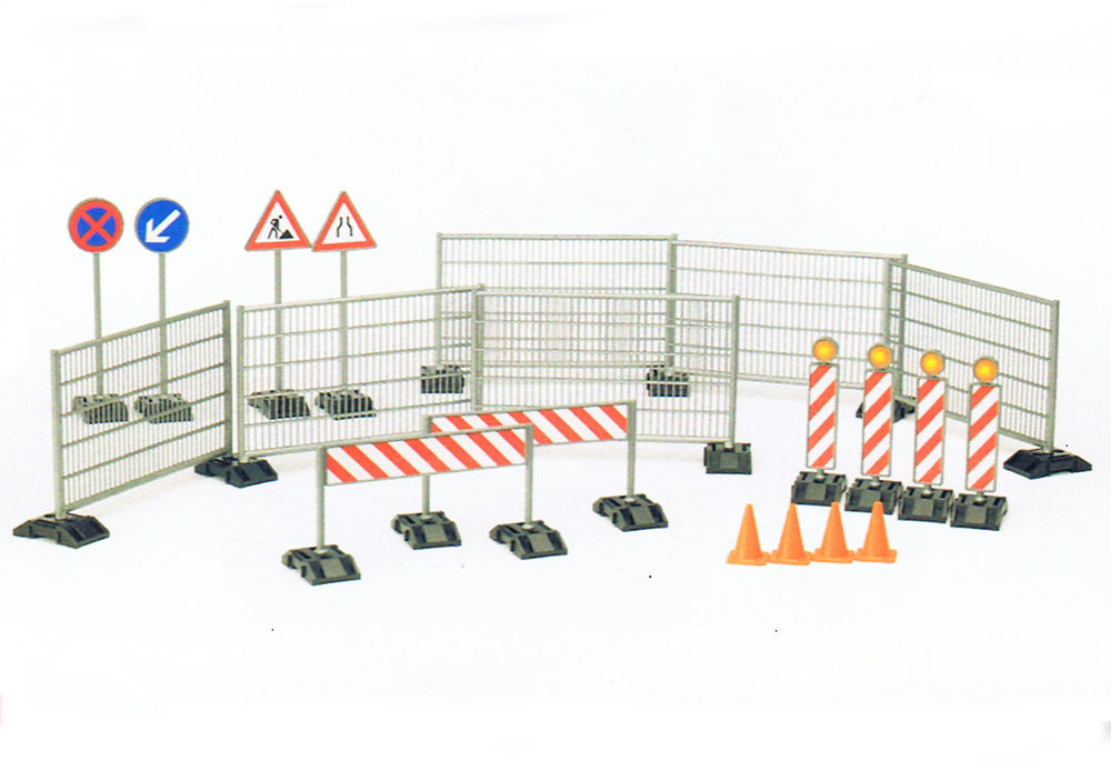Bruder construction accessories (railings, signs, traffic cones etc.)