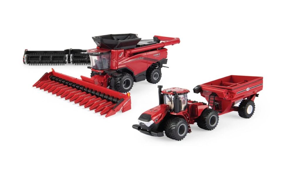Case IH AF10 combine with lsw tyres & stegier 645 with chaser bin