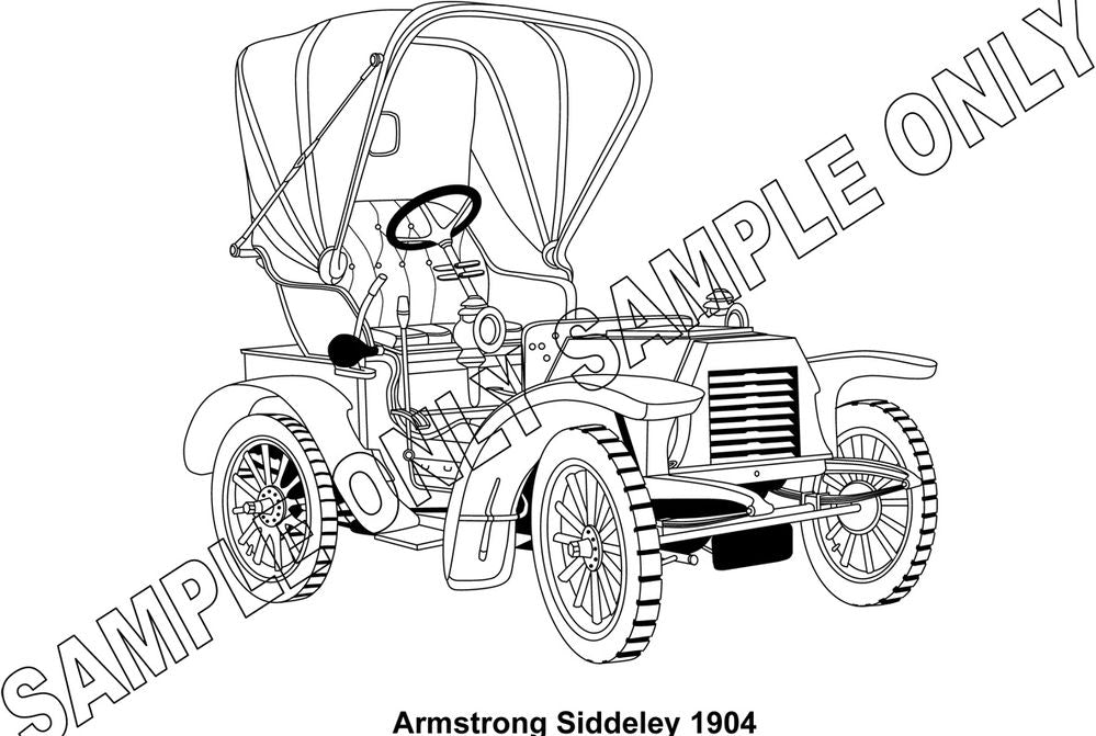 Murray Parker sketch (mounted) - armstrong siddeley 1904