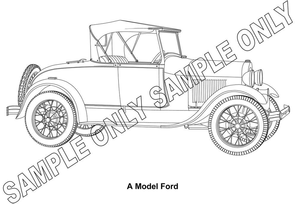 Murray Parker sketch (mounted) - Ford model 'a roadster'