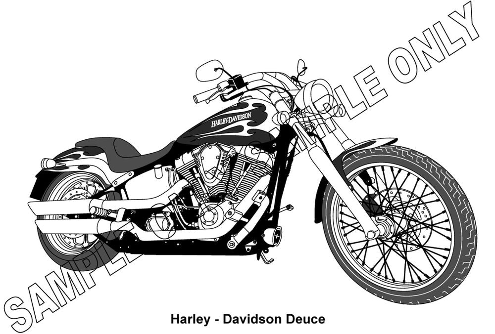 Murray Parker sketch (mounted) - harley davidson motorcycle