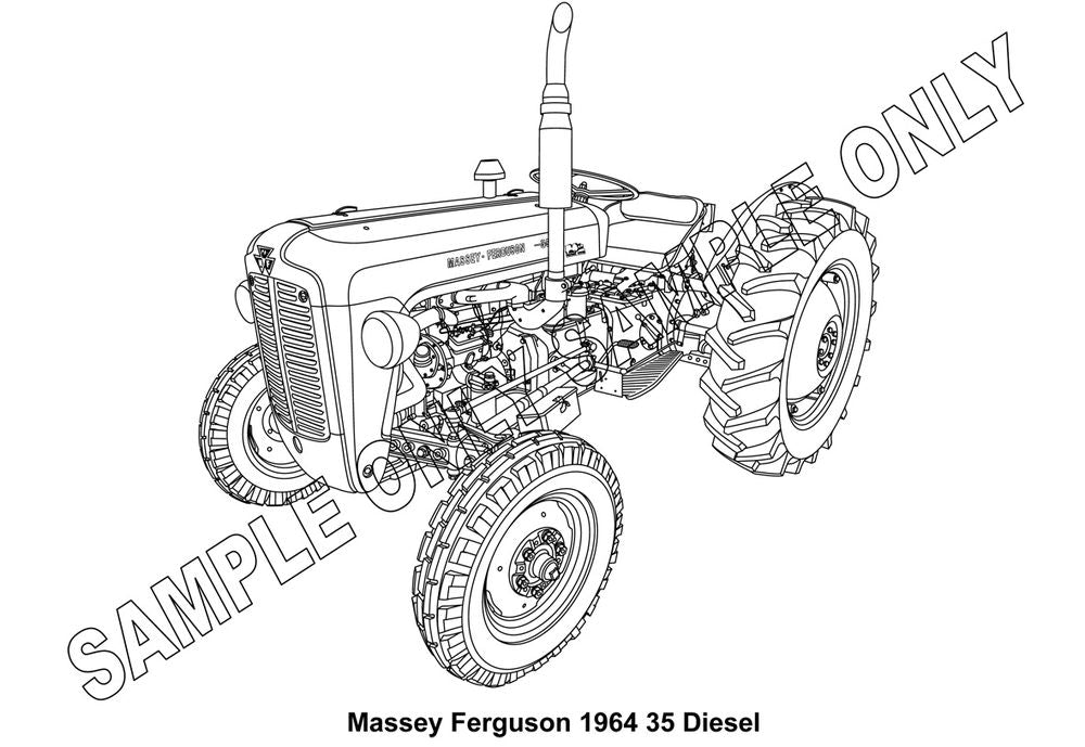 Murray Parker sketch (mounted) - Massey Ferguson 35 diesel