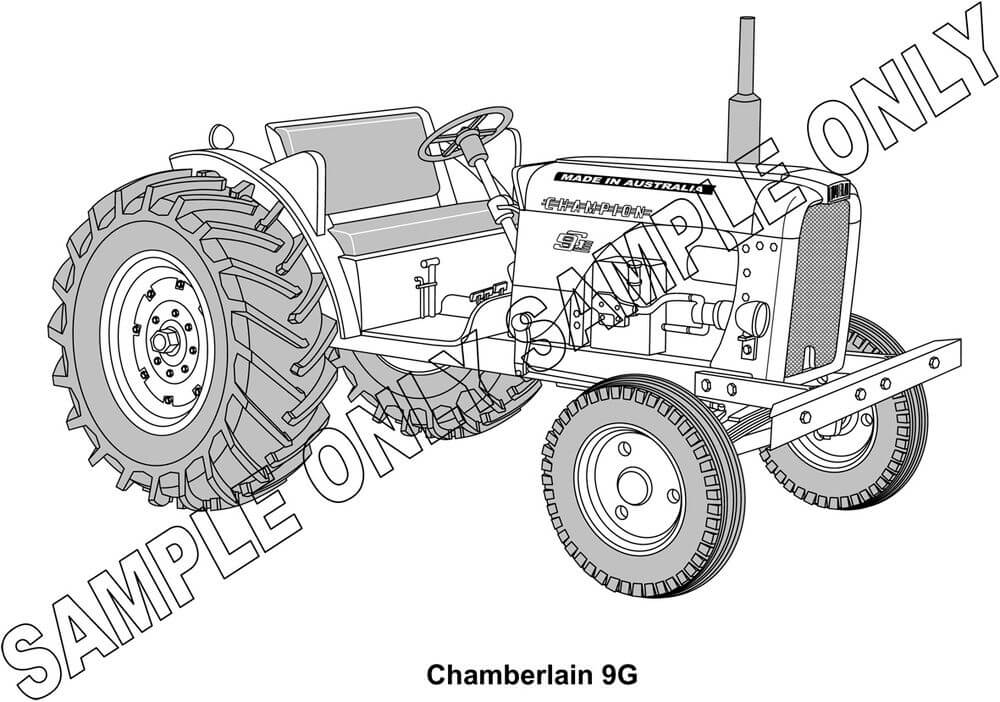 Murray Parker sketch (mounted)  1958-59 Chamberlain champion 9G tractor