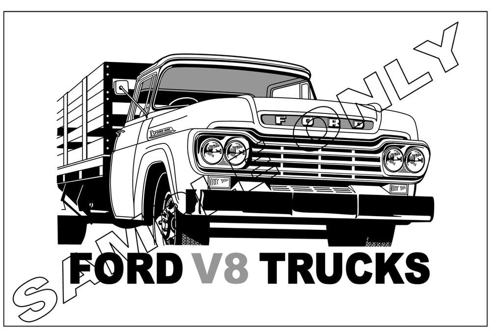 Murray Parker sketch (mounted)  1959 Ford V8 truck