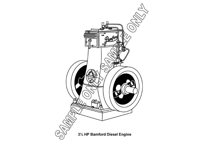 Murray Parker sketch (mounted) - bamford 3 1/2 HP diesel engine
