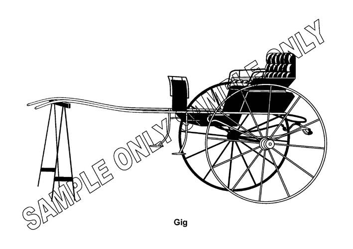 Murray Parker sketch (mounted) - horse drawn gig