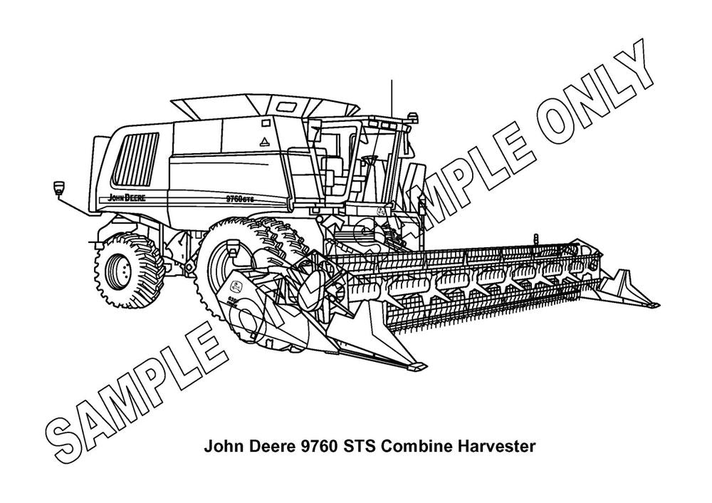 Murray Parker sketch (mounted)  John Deere 9760 sts header